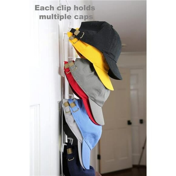 Perfect Curve Hat Rack Over Door Cap Organizer Holds 40 Baseball Caps Visors - Picture 5 of 7